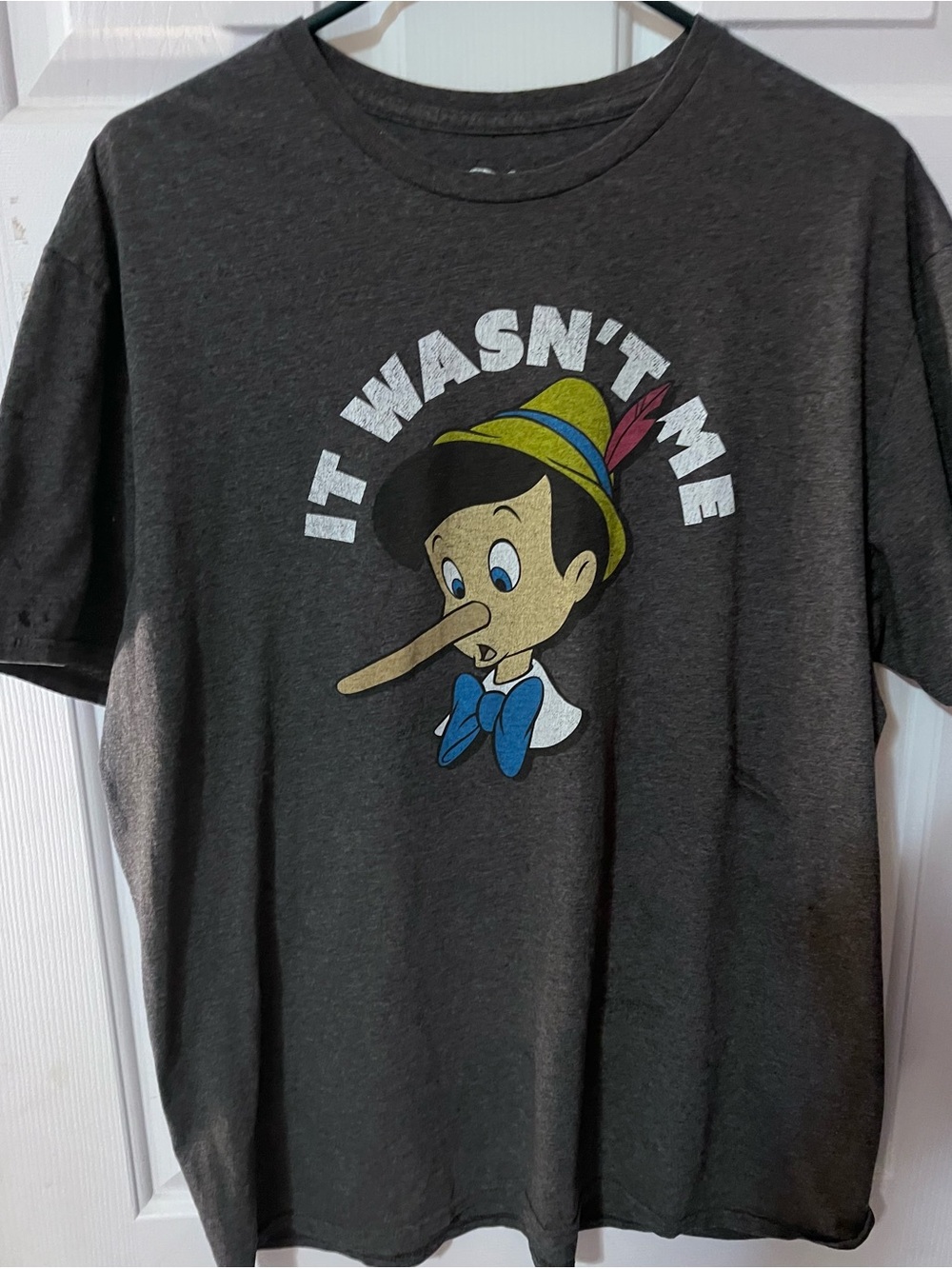 Men’s Graphic Tee - Charcoal 'It Wasn't Me' Pinocchio Disney Design